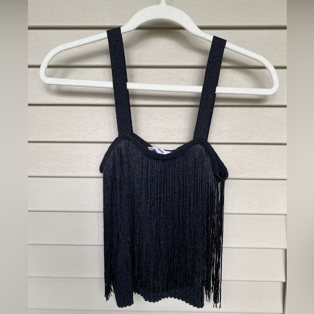 MANGO, Black Fringe, Cropped, Tank!